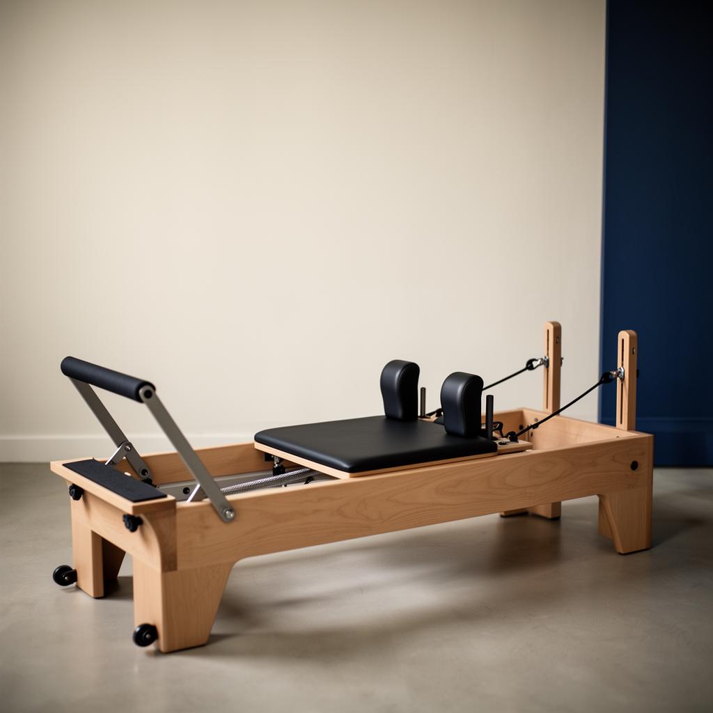 Classic maple Pilates reformer in a minimal studio